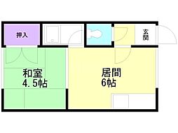 ハイツ16 1DKの間取図画像