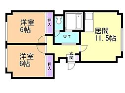 アルファコスモ伏古公園 2LDKの間取図画像