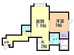 パシフィックオーシャン 1LDKの間取図画像