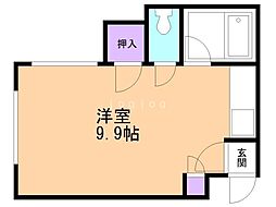 N43クラブハウスA ワンルームの間取図画像