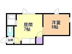 キラメック元町東1号館 1DKの間取図画像