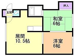 コーポ矢神 2LDKの間取図画像