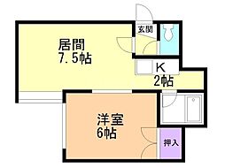 メロディーハウス 1LDKの間取図画像
