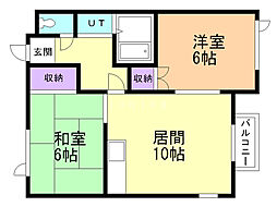 レジデンスN30 2LDKの間取図画像