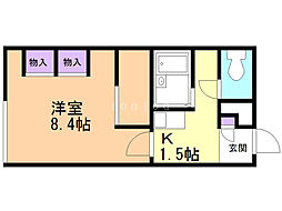 レオパレスドエル 1Kの間取図画像