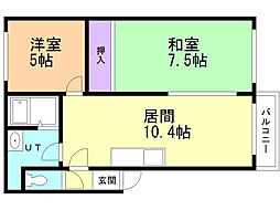 大友パーク 2LDKの間取図画像