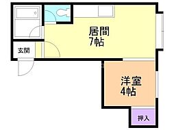 ティルー麻生東 1DKの間取図画像