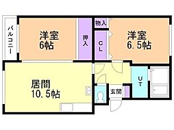 ガーデンハイム西尾 2LDKの間取図画像