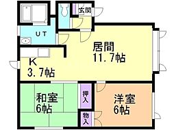 ライズィングMU 2LDKの間取図画像