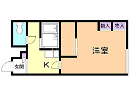 レオパレス北丘珠3 1Kの間取図画像