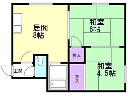 ノースハイム25 2DKの間取図画像