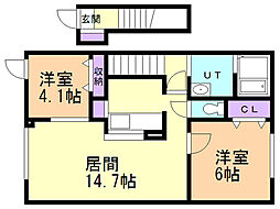クオリア 2LDKの間取図画像