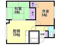 第2パークハイツ38 2LDKの間取図画像