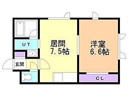 ラ・グランデ2 1DKの間取図画像
