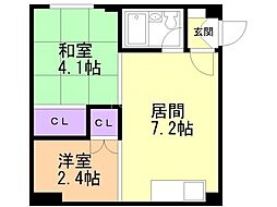 OTレジデンス 2DKの間取図画像