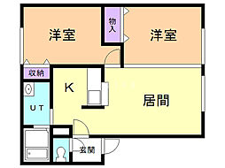 リビングタウン札幌東B棟 2LDKの間取図画像