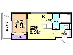 GRACIASN14 1LDKの間取図画像