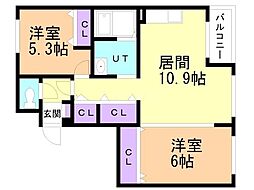 K'sガーデン 2LDKの間取図画像