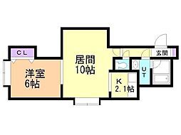 フォレストハイムN25 1LDKの間取図画像
