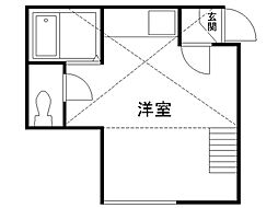 北27条クラブハウスB ワンルームの間取図画像