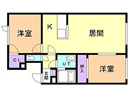 ラフォーレM 2LDKの間取図画像