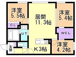 イー・エフ札幌東 3LDKの間取図画像