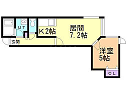ティークリスタル 1LDKの間取図画像