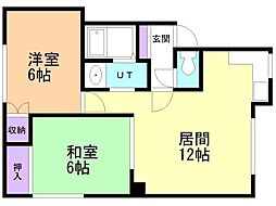 ハイムぴーすふる 2LDKの間取図画像