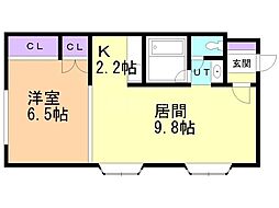 ロイアル麻生東 1LDKの間取図画像