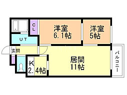 DOMUS33 2LDKの間取図画像