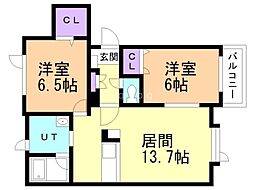 グランツ 2LDKの間取図画像