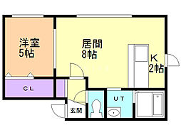 グランツ 1LDKの間取図画像