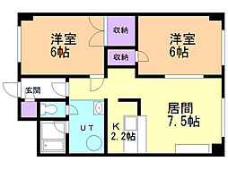 パレスK&K 2LDKの間取図画像
