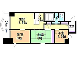 ステーションハイツ山本 3LDKの間取図画像