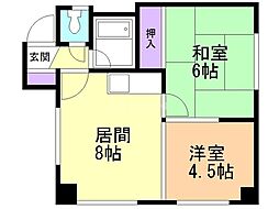 フィルウッド新道東 2DKの間取図画像