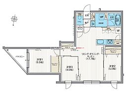 エフュート北19条 3LDKの間取図画像