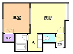 コーポサンライズ 1LDKの間取図画像