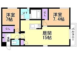 Grandzabo Honcho 2LDKの間取図画像