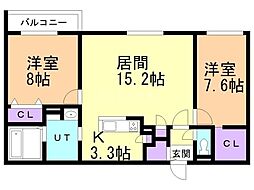 Grandzabo Honcho 2LDKの間取図画像