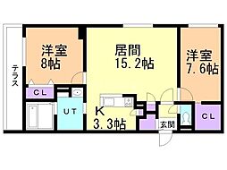 Grandzabo Honcho 2LDKの間取図画像
