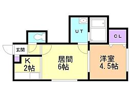 プリマヴェーラ東 1LDKの間取図画像