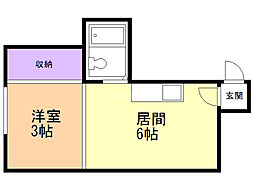 マクセル5/100 1DKの間取図画像