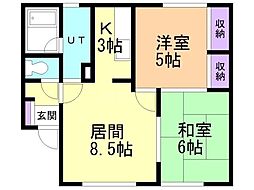 アクワドリーム 2LDKの間取図画像