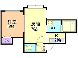 ブランネージュ東 1LDKの間取図画像