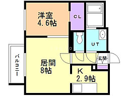 キングハウス環状通東 1LDKの間取図画像