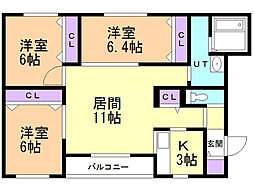グランメールハピネス 3LDKの間取図画像