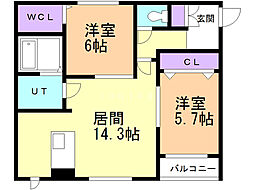 パークサイドN35 2LDKの間取図画像