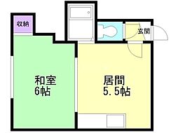 ハイツひろうみ 1DKの間取図画像