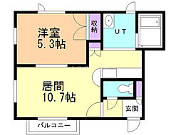 プリンス303 1LDKの間取図画像