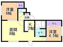 イーストコート 2LDKの間取図画像